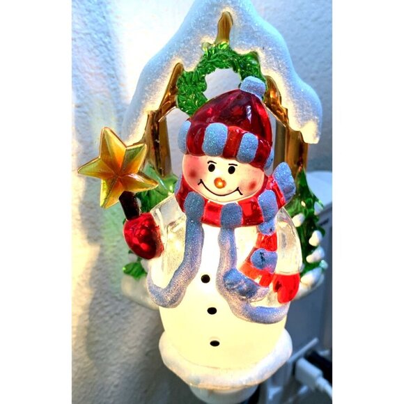 Snowman Nightlight Christmas Plug in Light Plastic 6" - Picture 4 of 4